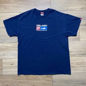 Pelagic Mens Short Sleeve Crew Neck Graphic T-Shirt Size XL Blue‎